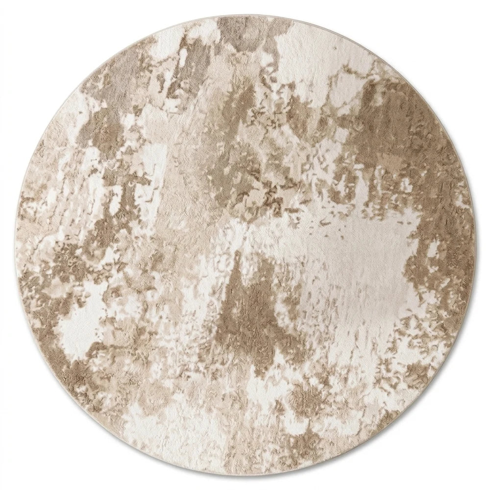 Tapis rond beige minimaliste nuages | Rondea